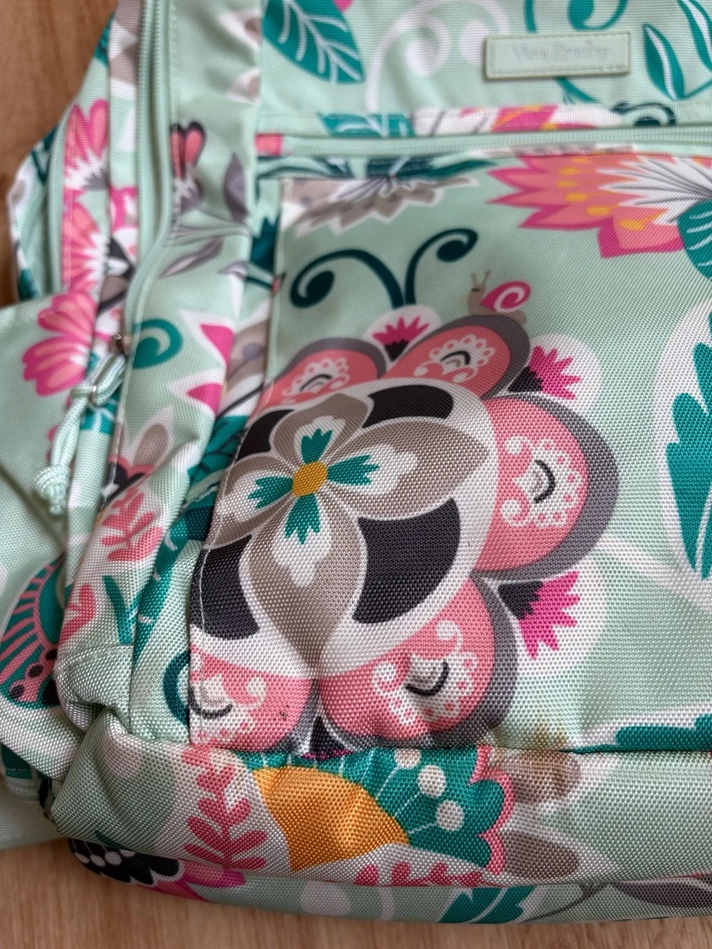 Vera Bradley Mint Flowers Floral Lighten Up Grand Backpack Teal Pink $115